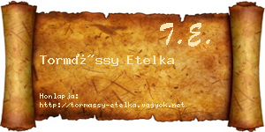 Tormássy Etelka névjegykártya
