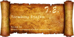Tormássy Etelka névjegykártya